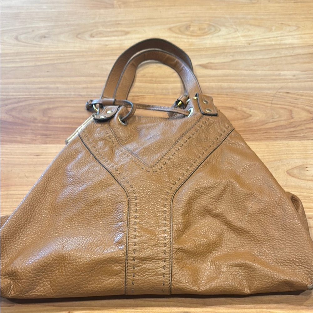 Yves Saint Laurent Tan Leather Tote with Y-Detail